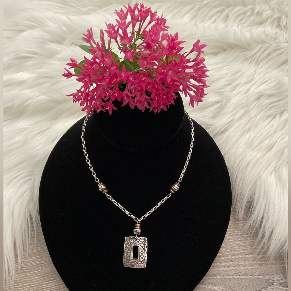 Brighton Open Rectangle Copper Beaded Pendant Nec… - image 1